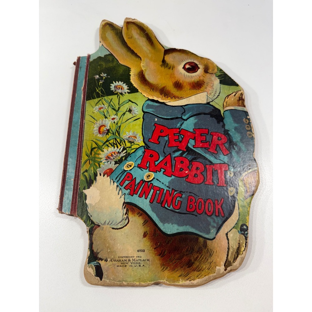 Vintage 1913 Peter Rabbit Painting Book Graham & Matlack Die-Cut Antique Book